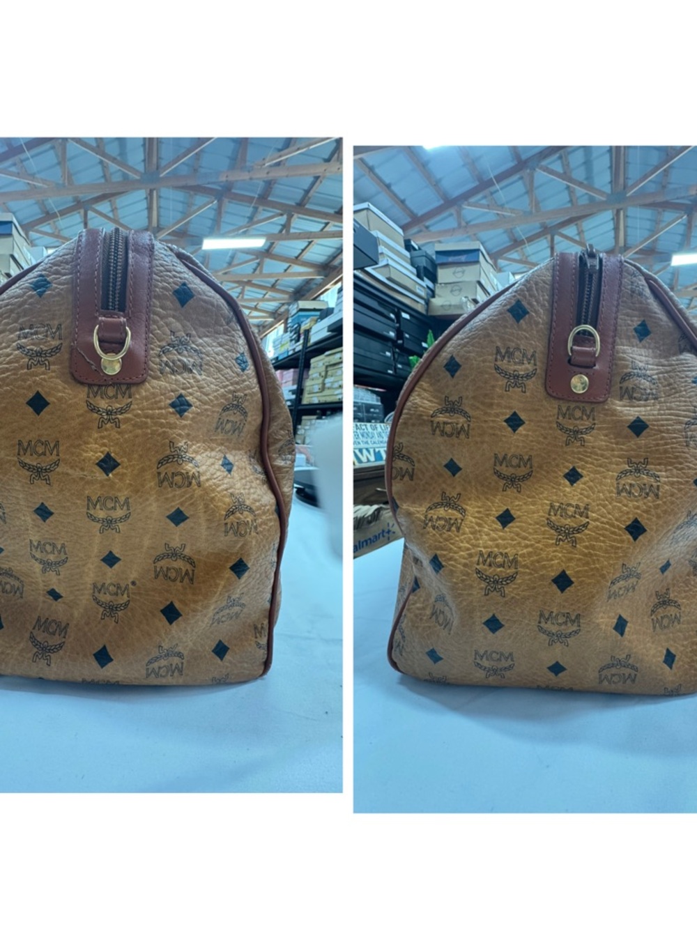 MCM Cognac Visetos Travel Weekender Bag - Picture 5 of 11